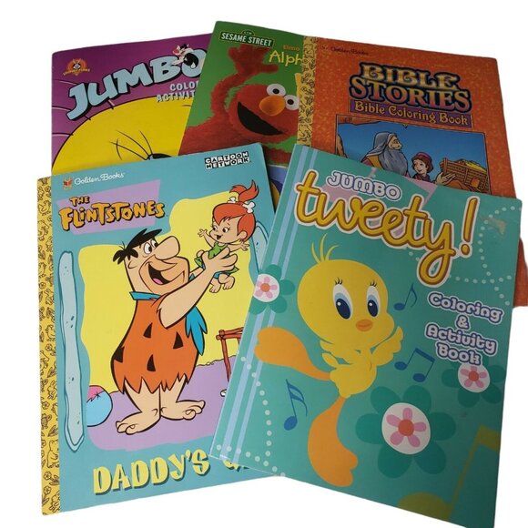 VTG 90s - 2000s Sesame Street Looney Tunes The Flintstones Bible Stories Colorin - Picture 2 of 12
